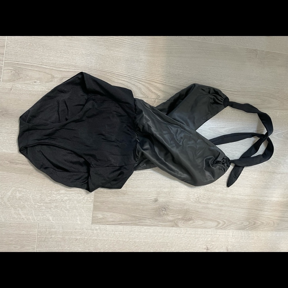 Raising wild black faux leather swimsuit